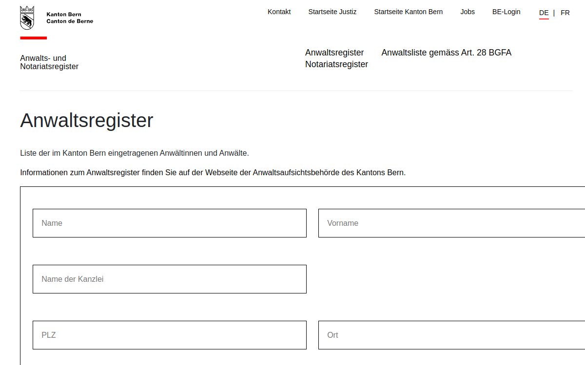 Anwalts Register Bern